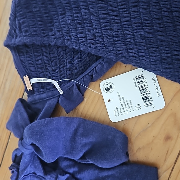 NWT Free People Charlotte Top size XS Blue/Navy - Picture 3 of 7